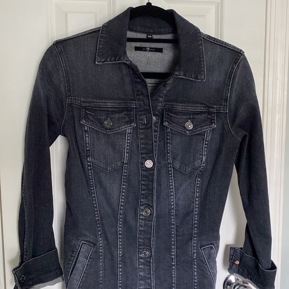 7 For All Mankind Long Trucker Denim Jacket - Picture 8 of 10